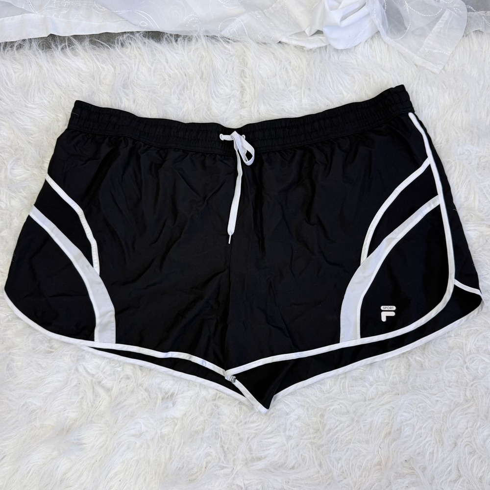 Fila Sport Womens Black White Running Shorts Plus Size 3X Athletic Dolphin Hem